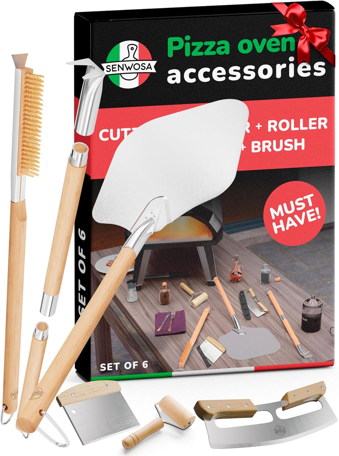 Senwosa Pizza Oven Accessories Kit, 6 Tools for Home Pizza Making