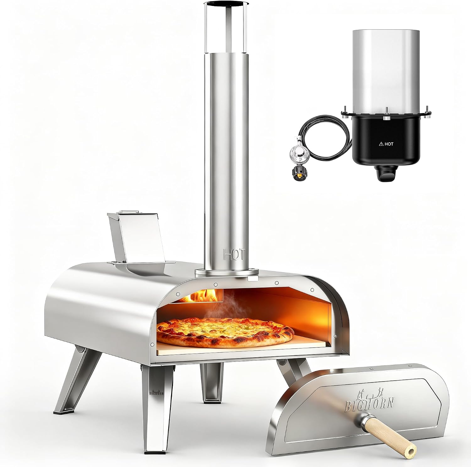 BIG HORN OUTDOORS 12 inch Multi-Fuel Pizza Oven