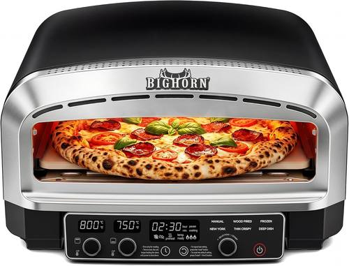BIG HORN 12" Outdoor Pizza Oven, 1110°F, Wood Pellet, Gas & Electric