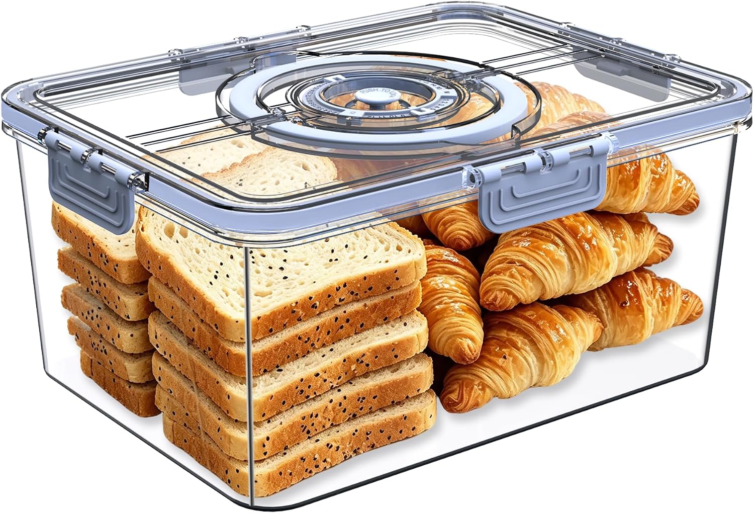 Bread Box with Lid and Handle,2026 New Upgrade Time Recording Bread Storage Container for Kitchen Counter Airtight,Portable Large Bread Boxes for Homemade Bagel, and Cookies,Not dishwasher